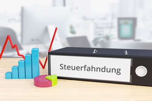 Ordner mit Schriftzug Steuerfahndung an Rücken